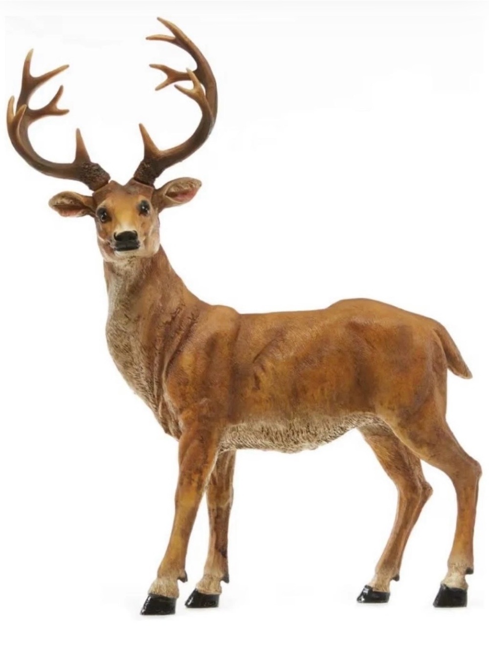 Realistic Deer Figurine - Brown with Cream Accents